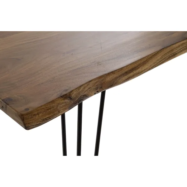 Ruokapöytä DKD Home Decor 180 x 87 x 76 cm Musta Metalli Ruskea Akaasia