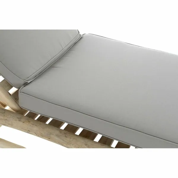 Šezlongas DKD Home Decor Luonnollinen Tiikki Polyesteri Vaaleanharmaa (209 x 86 x 35 cm)