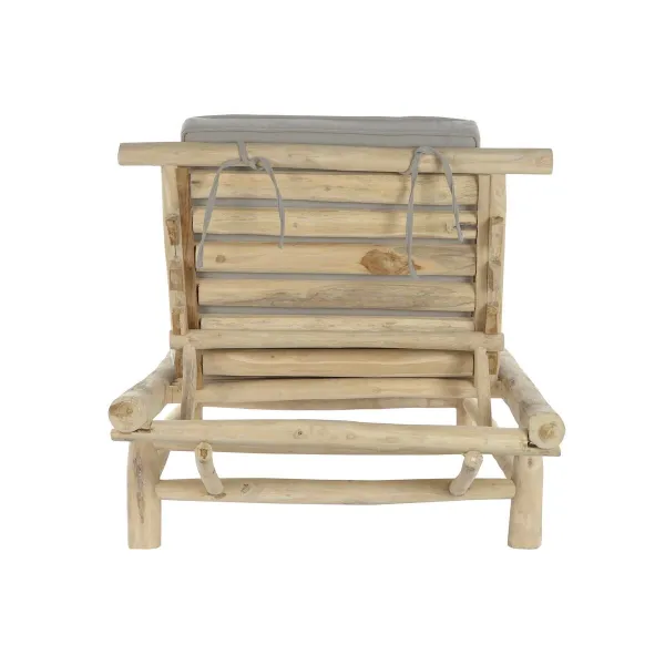 Шезлонг DKD Home Decor Dabisks Tīkkoks Poliesters Gaiši pelēks (209 x 86 x 35 cm)