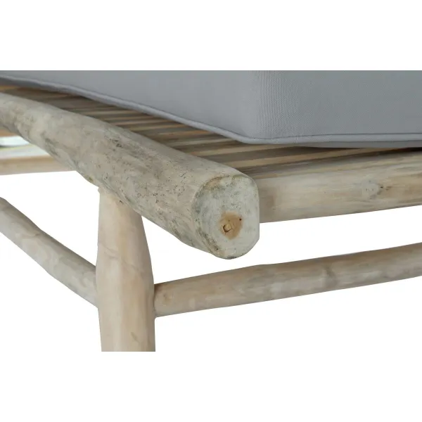 Šezlongas DKD Home Decor Luonnollinen Tiikki Polyesteri Vaaleanharmaa (209 x 86 x 35 cm)