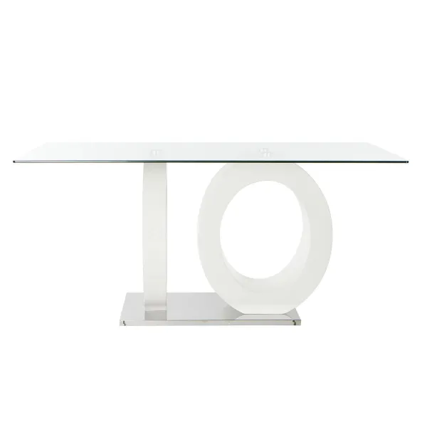 Обеденный стол DKD Home Decor Стеклянный Прозрачный Белый Деревянный MDF (160 x 90 x 75 cm)