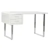 Pöytä DKD Home Decor Valkoinen Hopeinen Metalli Puu MDF 120 x 55 x 76 cm