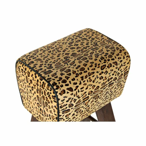 Taburetė DKD Home Decor Juoda Medžio Ruda Oda (43 x 35 x 75 cm)