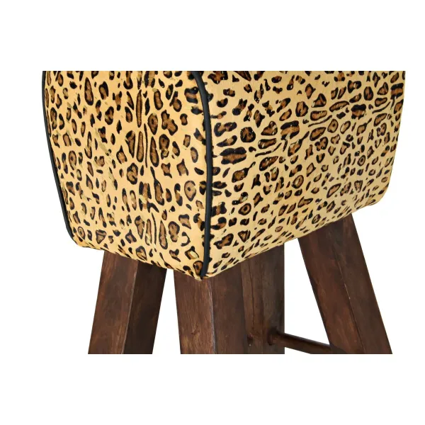 Taburetė DKD Home Decor Juoda Medžio Ruda Oda (43 x 35 x 75 cm)