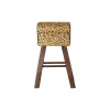 Taburetė DKD Home Decor Juoda Medžio Ruda Oda (43 x 35 x 75 cm)