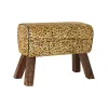 Atrama pėdoms DKD Home Decor Juoda Medžio Ruda Oda Leopardas (67 x 30 x 51 cm)