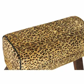 Atrama pėdoms DKD Home Decor Juoda Medžio Ruda Oda Leopardas (67 x 30 x 51 cm)