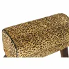 подставка для ног DKD Home Decor Чёрный Деревянный Коричневый Кожа Леопардовый (67 x 30 x 51 cm)
