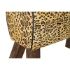 Atrama pėdoms DKD Home Decor Juoda Medžio Ruda Oda Leopardas (67 x 30 x 51 cm)