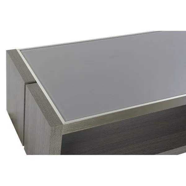 Кофейный столик DKD Home Decor Стеклянный Алюминий Дуб Каленое стекло (120 x 60 x 37,5 cm)