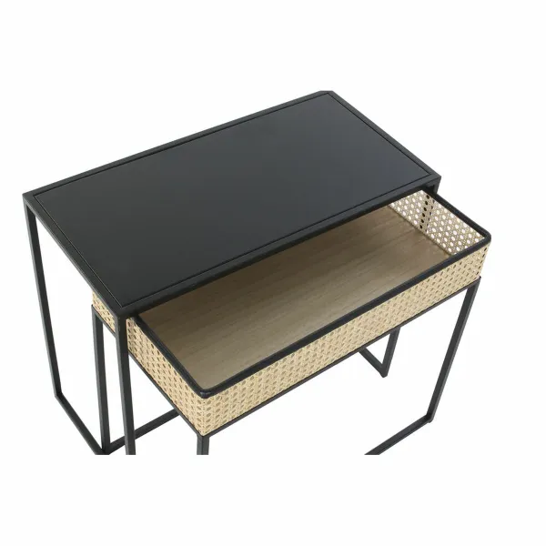 Кофейный столик DKD Home Decor Чёрный Натуральный 60 x 30 x 50 cm