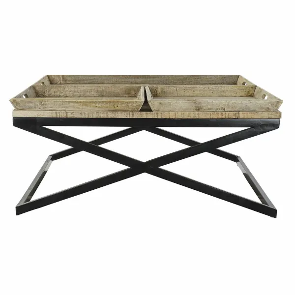 Centrālais galds DKD Home Decor Melns Dabisks Koks Metāls 120 x 120 x 55 cm