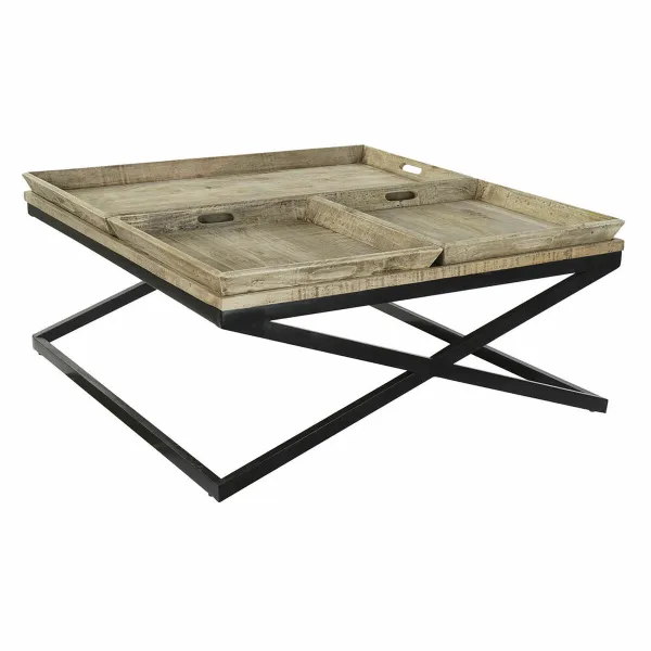 Centrālais galds DKD Home Decor Melns Dabisks Koks Metāls 120 x 120 x 55 cm