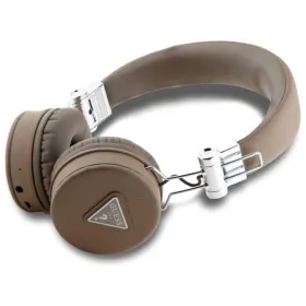 Guess Grained Classic Round Shape - Wireless Over-Ear Bluetooth ENC Headphones (Brown)