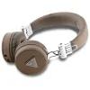 Guess Grained Classic Round Shape - Wireless Over-Ear Bluetooth ENC Headphones (Brown)