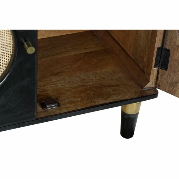 Sideboard DKD Home Decor   Black Natural Rattan Mango wood 150 x 40 x 65 cm