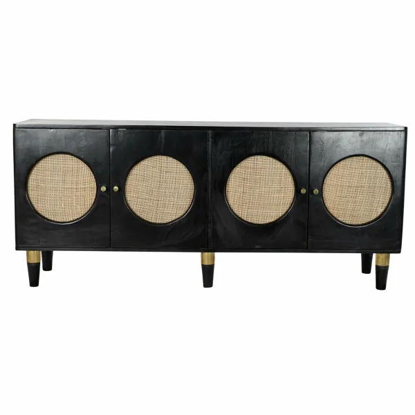 Sideboard DKD Home Decor   Black Natural Rattan Mango wood 150 x 40 x 65 cm
