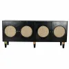 Sideboard DKD Home Decor   Black Natural Rattan Mango wood 150 x 40 x 65 cm