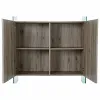 Sideboard DKD Home Decor   Natural Tempered Glass MDF Wood 120 x 44 x 120 cm