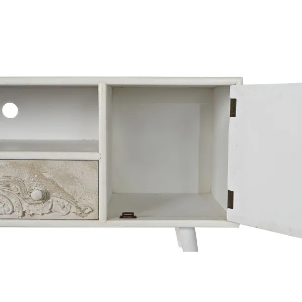 Televizoriaus baldai DKD Home Decor Balta Rusvai gelsva 136 x 40,5 x 52 cm