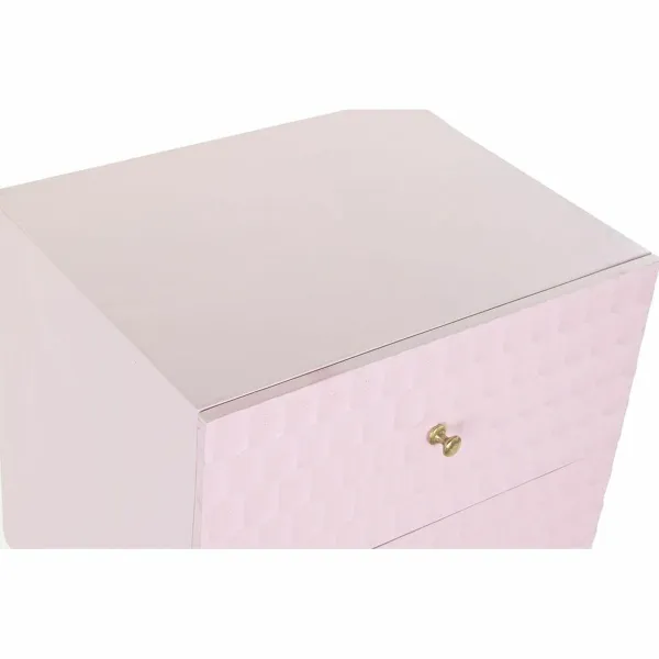 Ночной столик DKD Home Decor 52 x 42 x 65 cm Металл Светло Pозовый Древесина манго