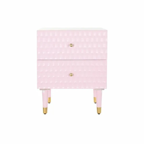 Ночной столик DKD Home Decor 52 x 42 x 65 cm Металл Светло Pозовый Древесина манго