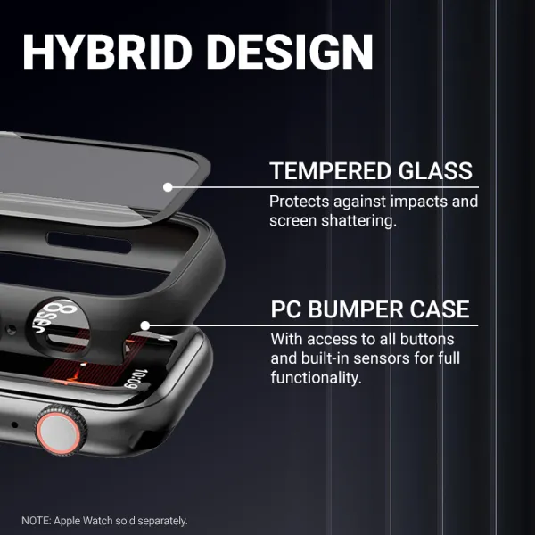 Crong Hybrid Watch Case - Case with Glass for Apple Watch 45mm (Clear)