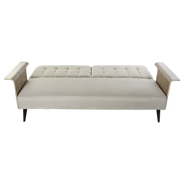 Диван-кровать DKD Home Decor 203 x 87 x 81 cm Чёрный Бежевый Металл Коричневый