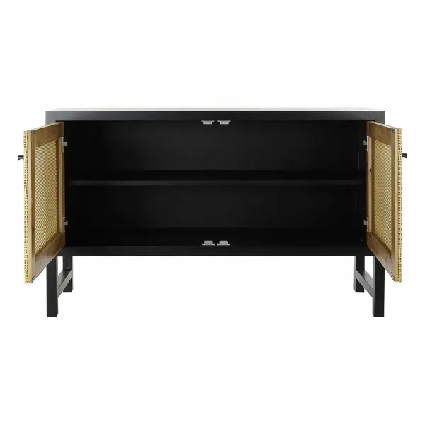 Sideboard DKD Home Decor   Black Natural Rattan Fir 120 x 38 x 76 cm