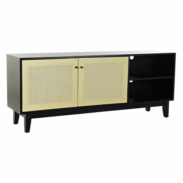 Televizoriaus baldai DKD Home Decor Juoda Eglė Rotangas (160 x 65 x 38 cm)