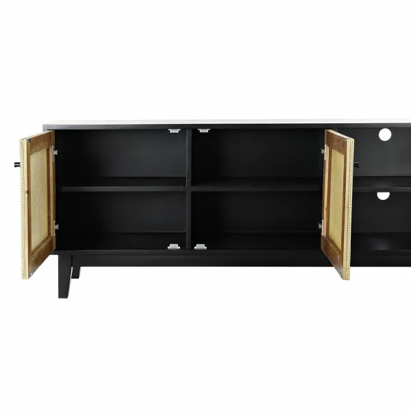 Televizoriaus baldai DKD Home Decor Juoda Eglė Rotangas (160 x 65 x 38 cm)