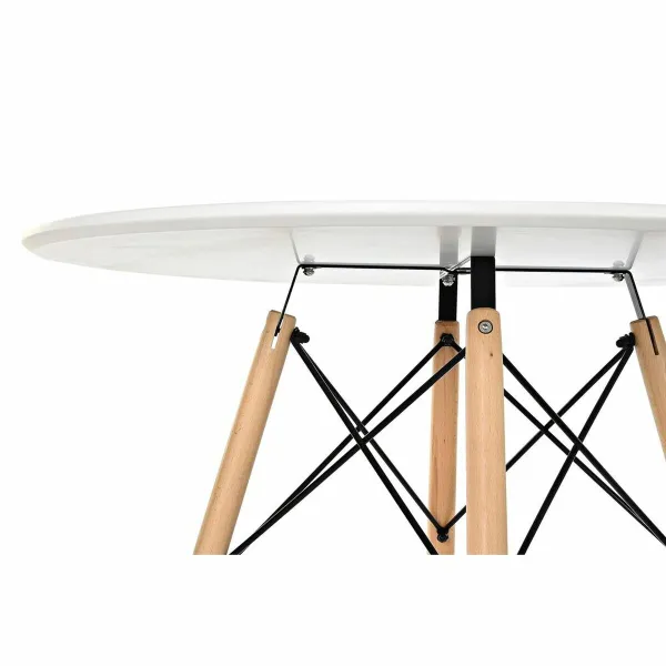 Valgomojo stalas DKD Home Decor Balta Juoda Natūralus Beržas Medžio MDF 90 x 90 x 74 cm