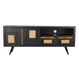 TV mēbeles DKD Home Decor Melns Rotangpalma Mango koks (145,5 x 40,5 x 60 cm)