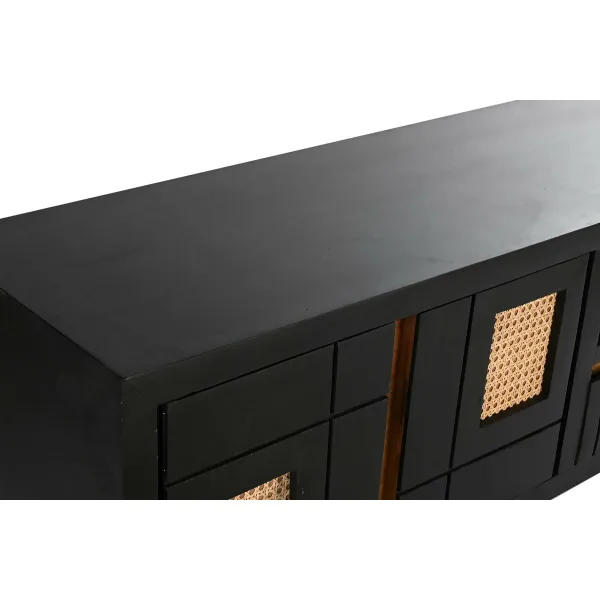 TV mēbeles DKD Home Decor Melns Rotangpalma Mango koks (145,5 x 40,5 x 60 cm)