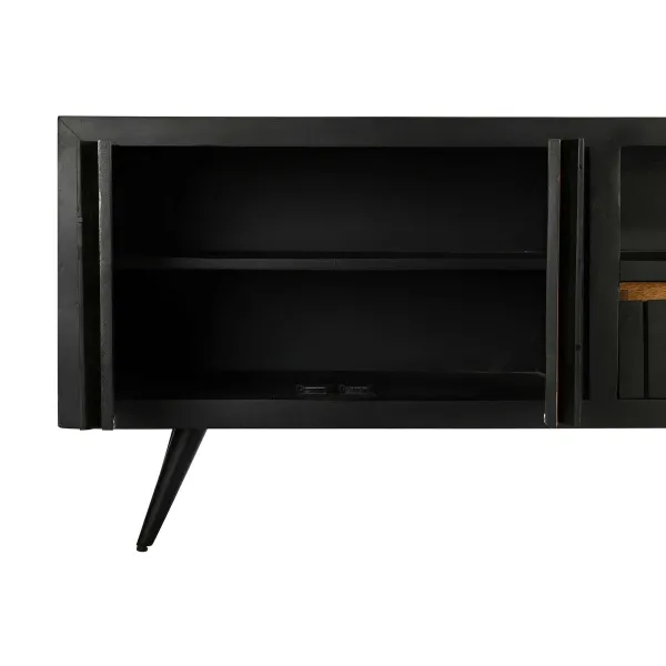TV mēbeles DKD Home Decor Melns Rotangpalma Mango koks (145,5 x 40,5 x 60 cm)