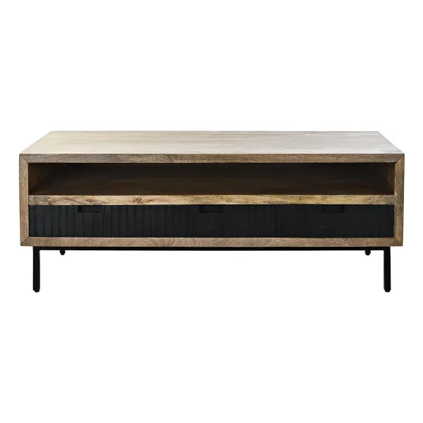 Olohuoneen pöytä DKD Home Decor Musta Vaaleanruskea Metalli Mangopuu 120 x 60 x 45 cm