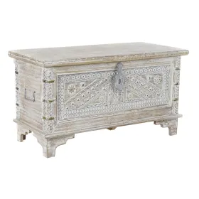 Kirstu DKD Home Decor 88 x 40 x 45 cm Valkoinen Messinki Mangopuu