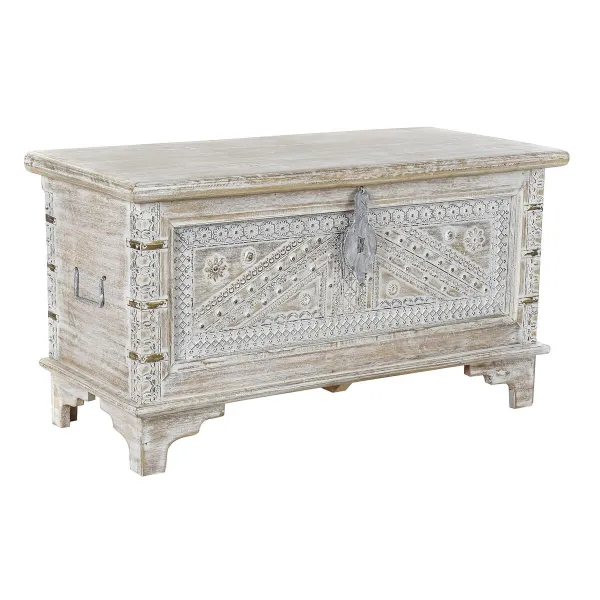 Skrynia DKD Home Decor 88 x 40 x 45 cm Balta Žalvaris Mango mediena
