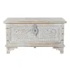 Skrynia DKD Home Decor 88 x 40 x 45 cm Balta Žalvaris Mango mediena