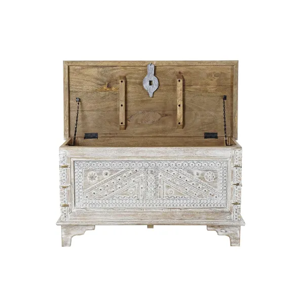Skrynia DKD Home Decor 88 x 40 x 45 cm Balta Žalvaris Mango mediena