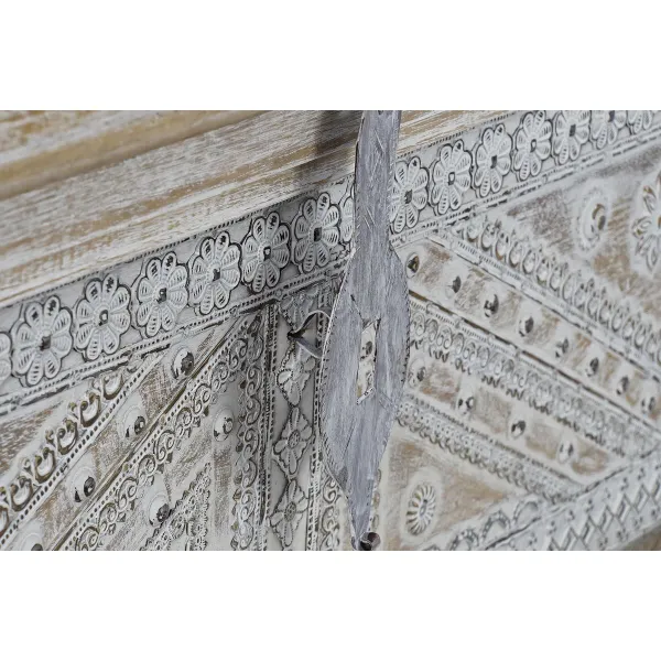 Skrynia DKD Home Decor 88 x 40 x 45 cm Balta Žalvaris Mango mediena
