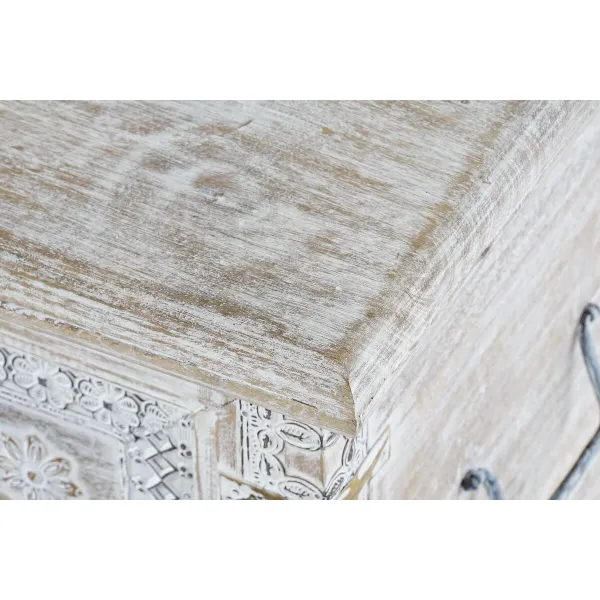 Сундук DKD Home Decor 88 x 40 x 45 cm Белый Латунь Древесина манго