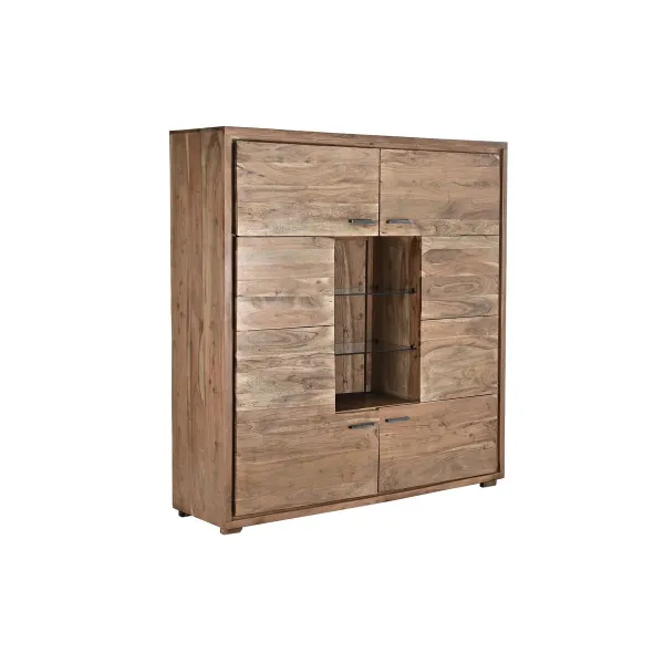 Шкаф DKD Home Decor   145 x 40 x 153 cm Стеклянный Коричневый древесина акации