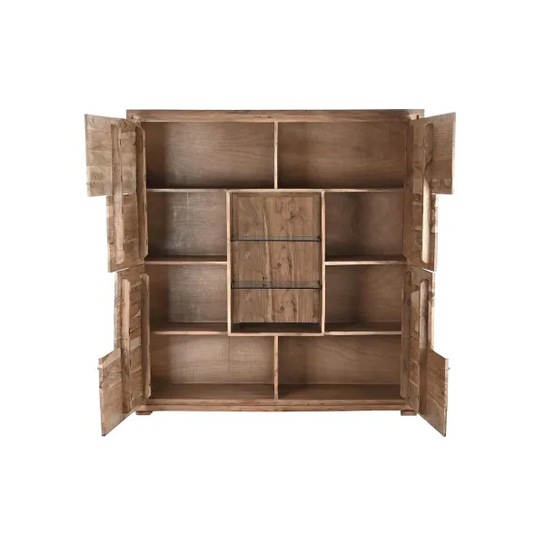 Шкаф DKD Home Decor   145 x 40 x 153 cm Стеклянный Коричневый древесина акации