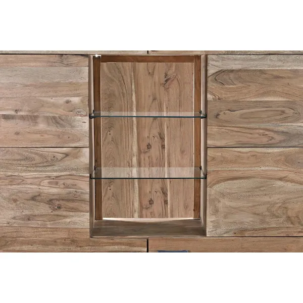 Шкаф DKD Home Decor   145 x 40 x 153 cm Стеклянный Коричневый древесина акации