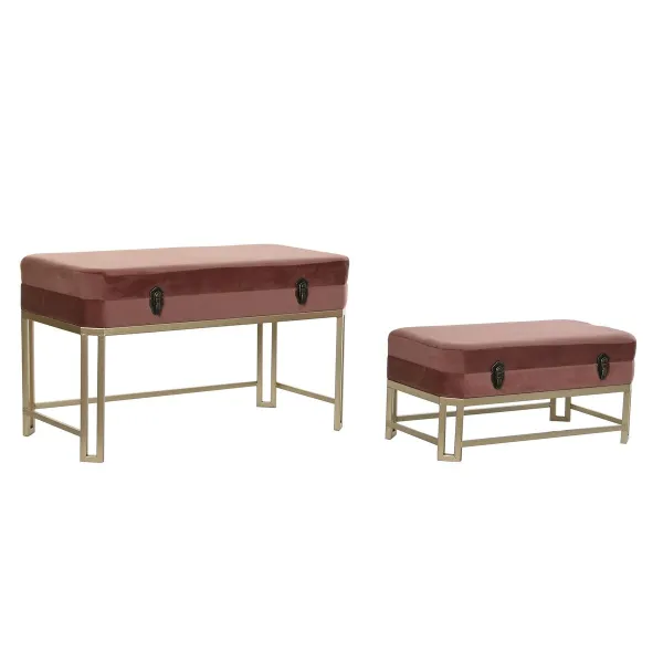 Jakkara DKD Home Decor   Pinkki Kullattu Metalli Sametti (80 x 40 x 47 cm)