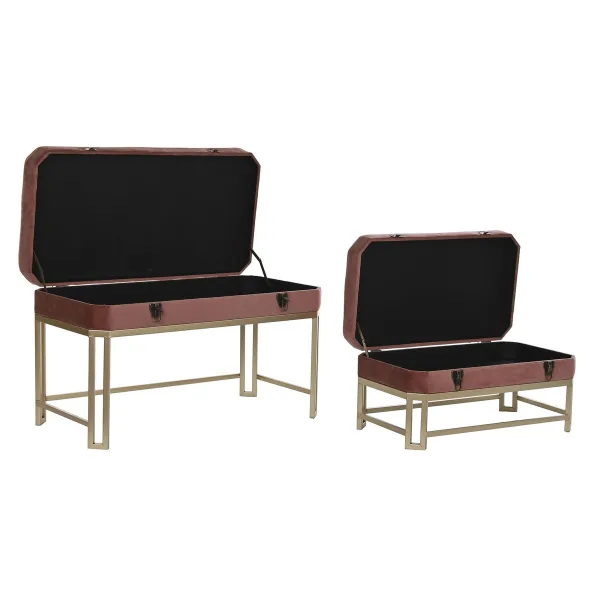 Jakkara DKD Home Decor   Pinkki Kullattu Metalli Sametti (80 x 40 x 47 cm)