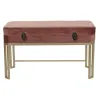 Taburete DKD Home Decor   Rozā Bronza Metāls Samts (80 x 40 x 47 cm)
