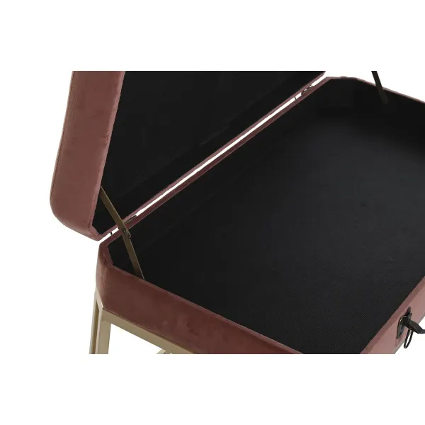Taburete DKD Home Decor   Rozā Bronza Metāls Samts (80 x 40 x 47 cm)