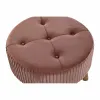 подставка для ног DKD Home Decor Натуральный Деревянный Велюр Светло Pозовый (61 x 61 x 38 cm)